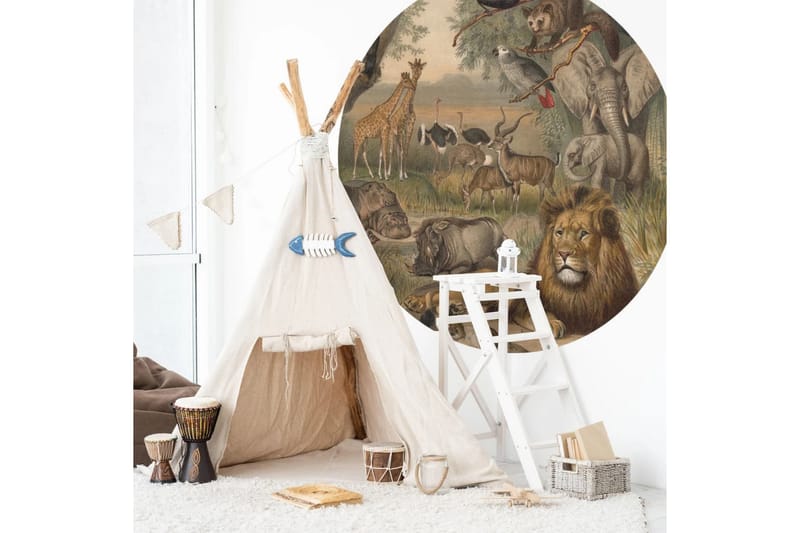 WallArt Tapetsirkel Animals of Africa 142,5 cm - Flerfarget - Innredning - Veggdekorasjon - Tapeter - Fototapeter