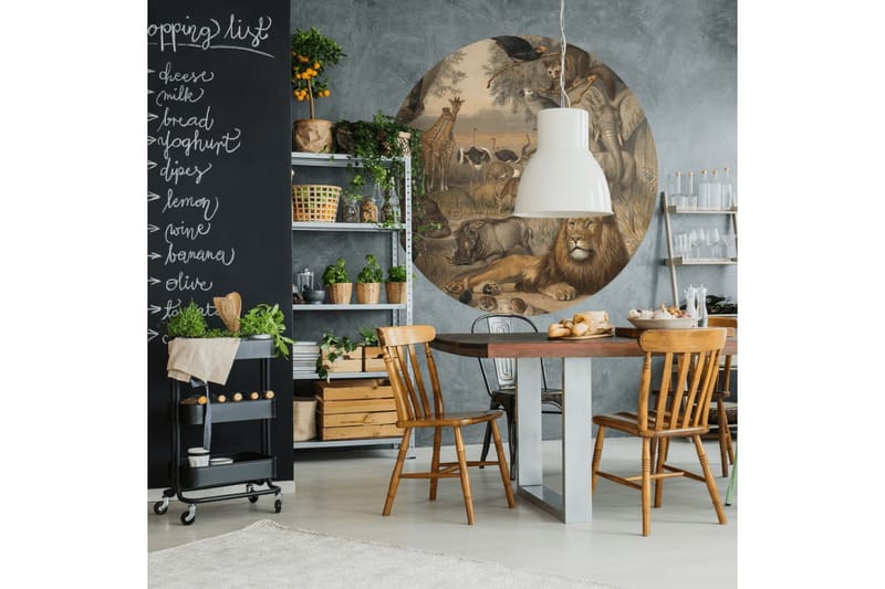 WallArt Tapetsirkel Animals of Africa 142,5 cm - Flerfarget - Innredning - Veggdekorasjon - Tapeter - Fototapeter