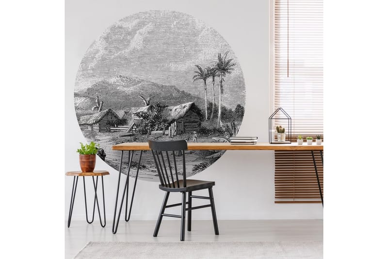 WallArt Tapetsirkel Landscape of Guadeloupe 190 cm - Svart - Innredning - Veggdekorasjon - Tapeter - Fototapeter