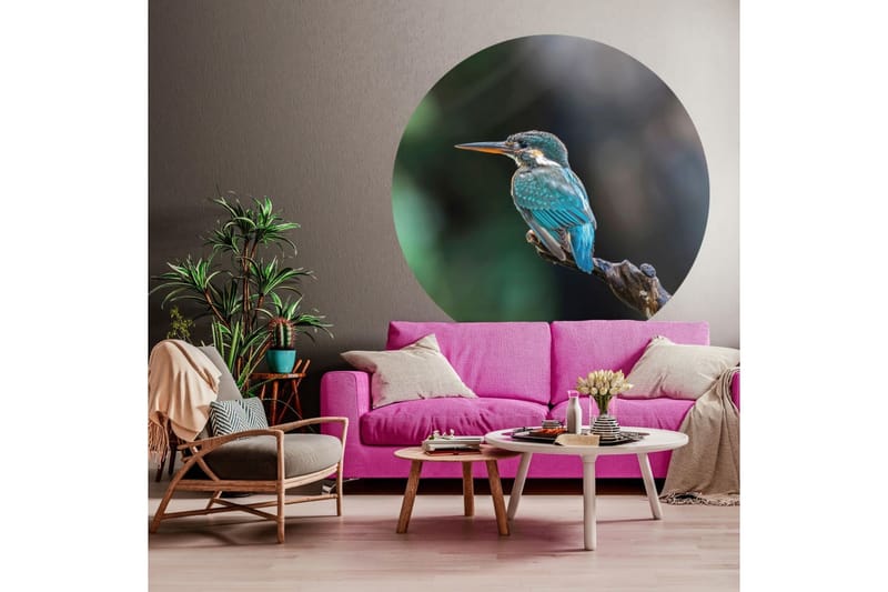 WallArt Tapetsirkel The Kingfisher 142,5 cm - Flerfarget - Innredning - Veggdekorasjon - Tapeter - Fototapeter