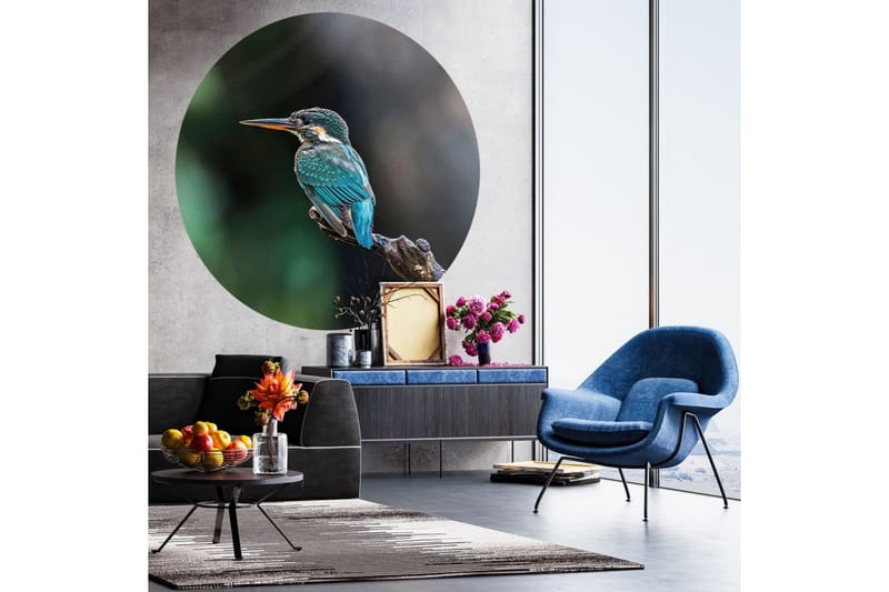 WallArt Tapetsirkel The Kingfisher 142,5 cm - Flerfarget - Innredning - Veggdekorasjon - Tapeter - Fototapeter