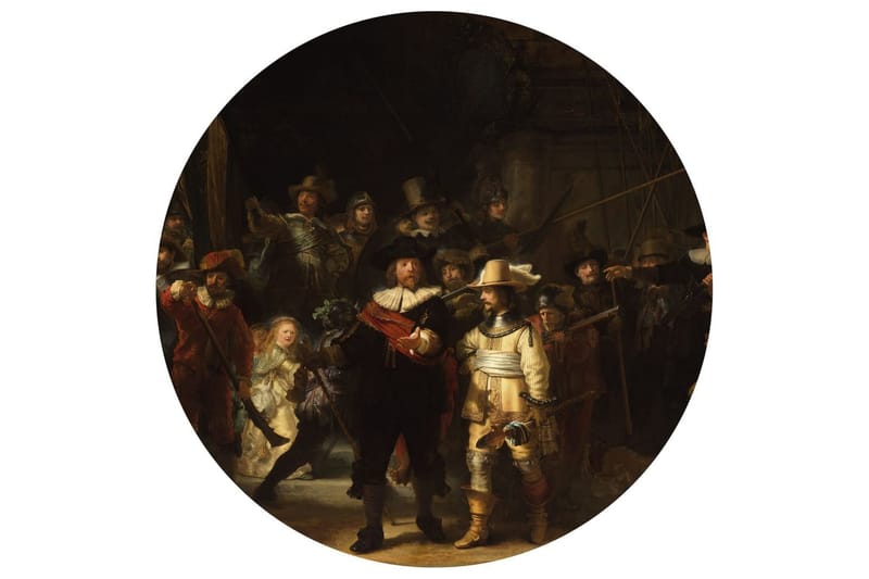 WallArt Tapetsirkel The Night Watch 190 cm - Flerfarget - Innredning - Veggdekorasjon - Tapeter - Fototapeter