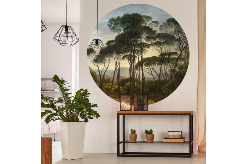 WallArt Tapetsirkel Umbrella Pines in Italy 142,5 cm - Flerfarget - Fototapeter