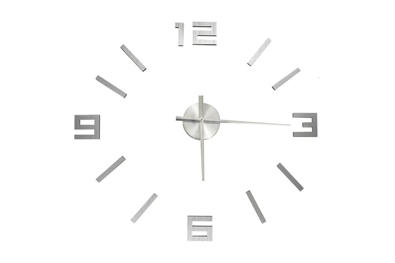 Veggklokke 3D moderne design sølv 100 cm XXL - Silver - Innredning - Veggdekorasjon - Veggklokke