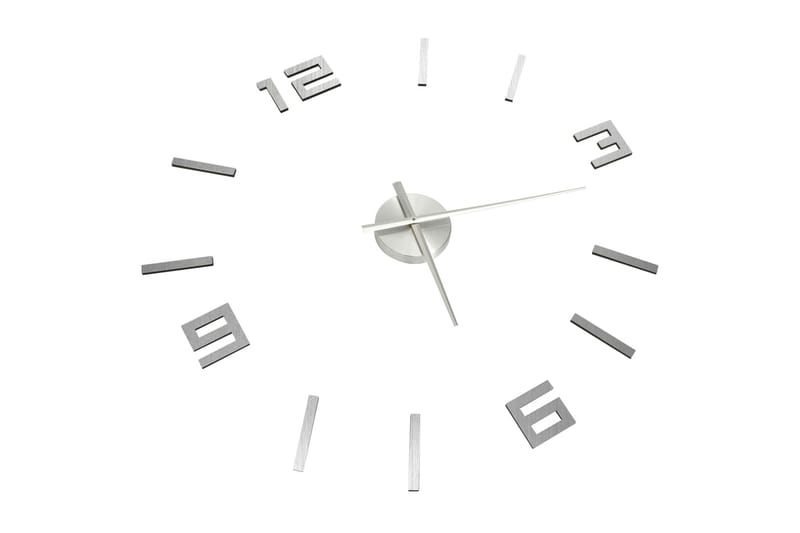 Veggklokke 3D moderne design sølv 100 cm XXL - Silver - Innredning - Veggdekorasjon - Veggklokke
