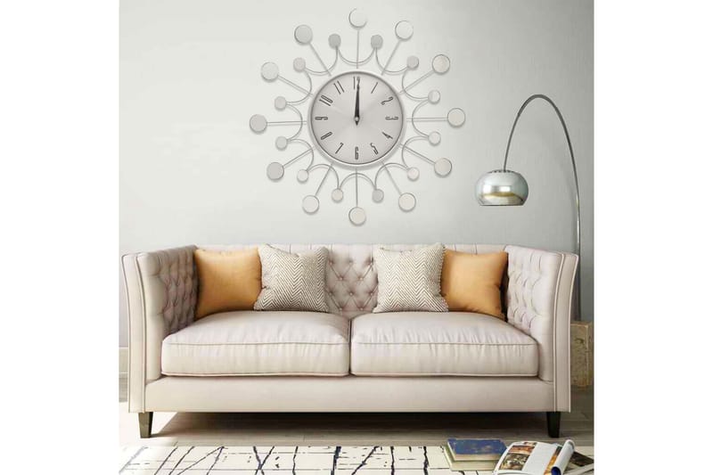 Veggklokke sølv 40 cm metall - Silver - Innredning - Veggdekorasjon - Veggklokke