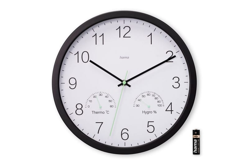 Veggur Hama Santorini 30 cm Svart - Svart - Innredning - Veggdekorasjon - Veggklokke
