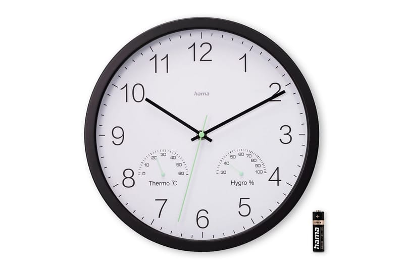 Veggur Hama Santorini 30 cm Svart - Svart - Innredning - Veggdekorasjon - Veggklokke