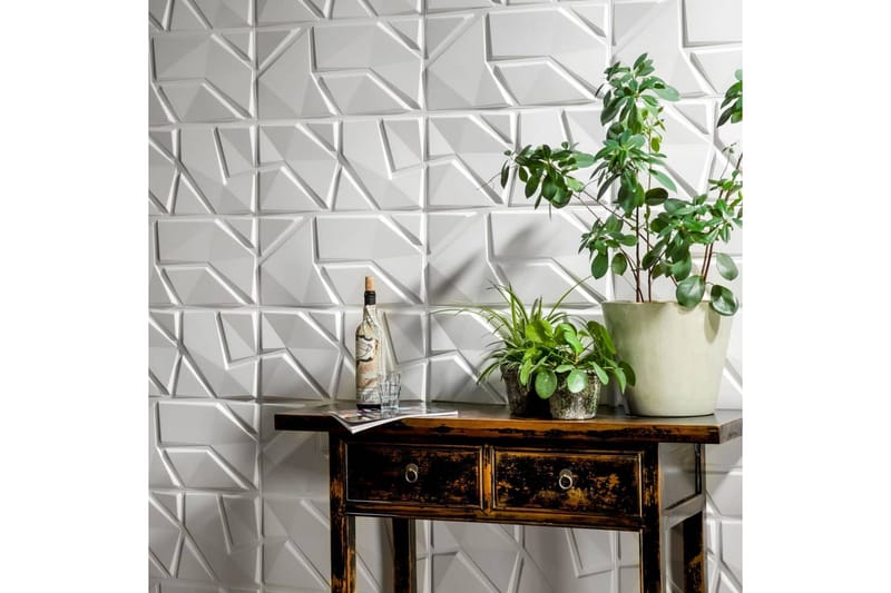 WallArt 3D Veggpanel Liam 12 stk GA-WA31 - Hvit - Innredning - Veggdekorasjon