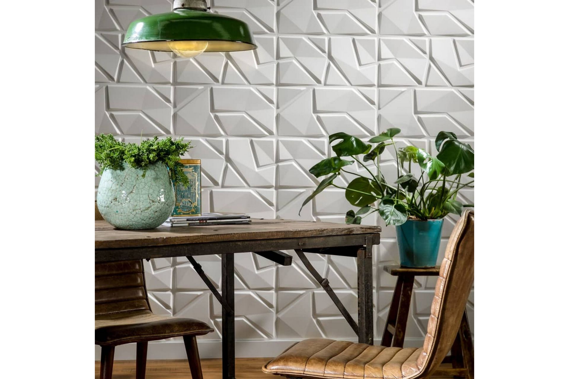 WallArt 3D Veggpanel Liam 12 stk GA-WA31 - Hvit - Innredning - Veggdekorasjon