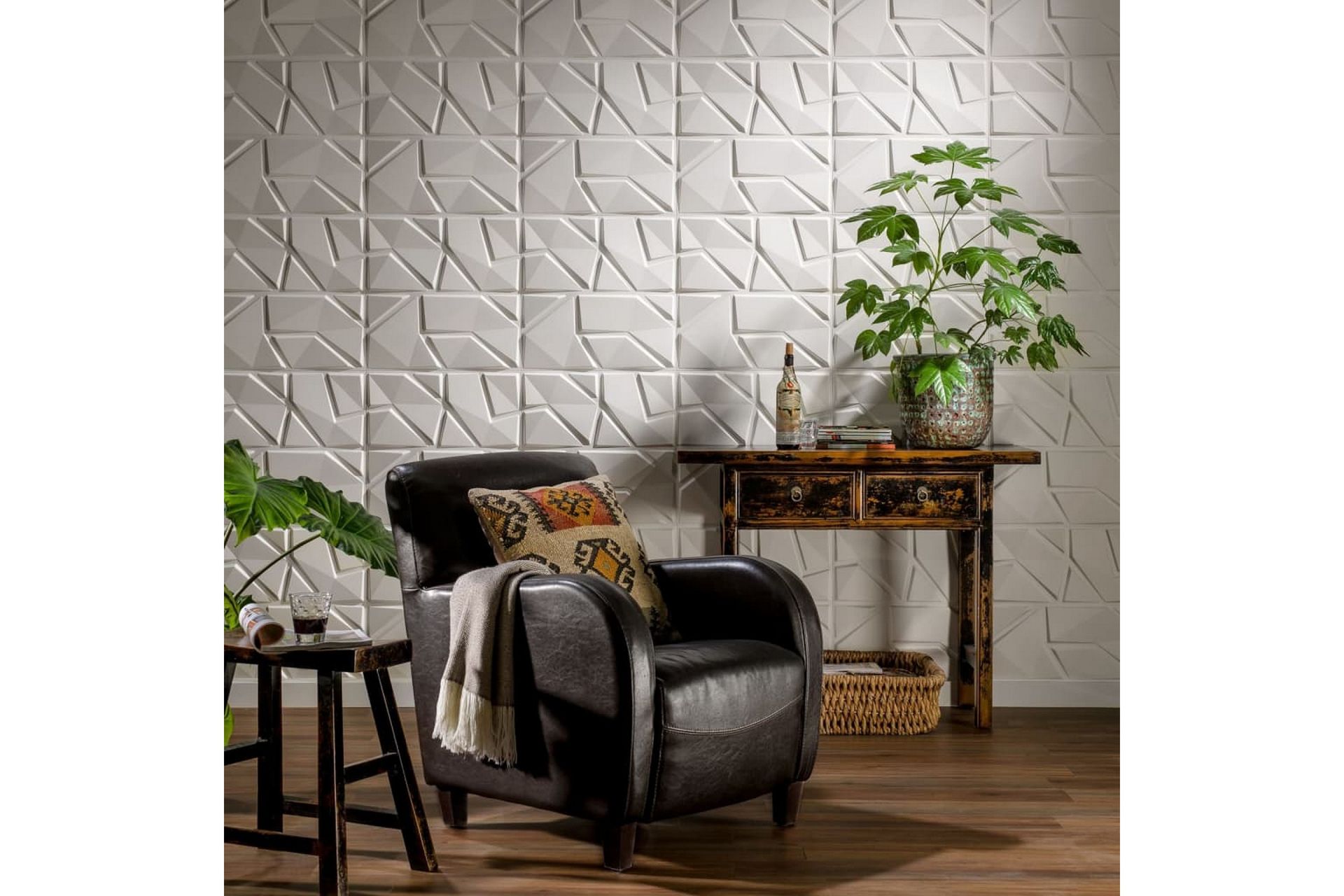 WallArt 3D Veggpanel Liam 12 stk GA-WA31 - Hvit - Innredning - Veggdekorasjon