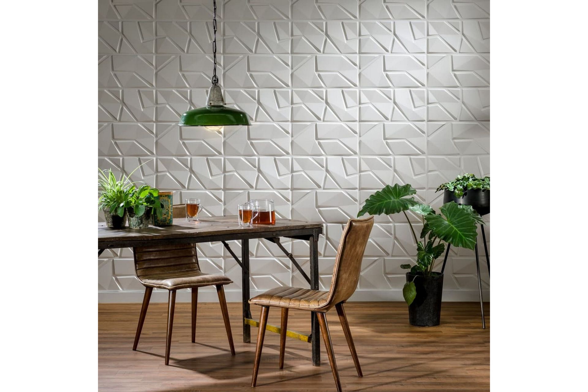 WallArt 3D Veggpanel Liam 12 stk GA-WA31 - Hvit - Innredning - Veggdekorasjon