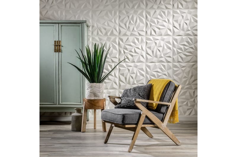 WallArt 3D Veggpaneler 24 stk GA-WA27 Puck - Hvit - Innredning - Veggdekorasjon