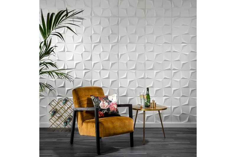 WallArt 3D-veggpaneler 24 stk GA-WA28 Beau - Hvit - Innredning - Veggdekorasjon