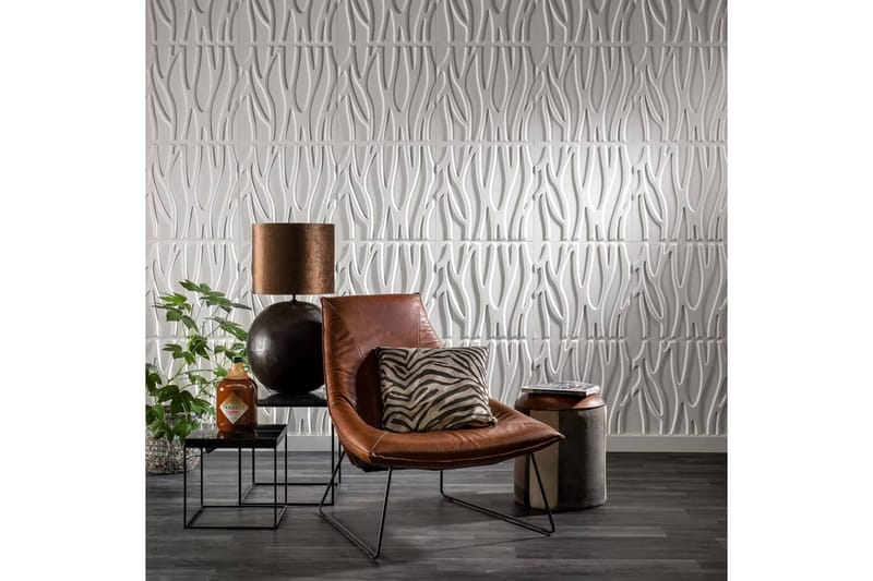 WallArt 3D-veggpaneler 24 stk GA-WA30 Julotte - Hvit - Innredning - Veggdekorasjon