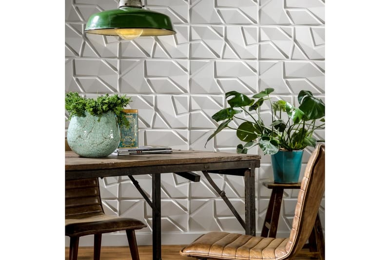 WallArt 3D-veggpaneler 24 stk GA-WA31 Liam - Hvit - Innredning - Veggdekorasjon