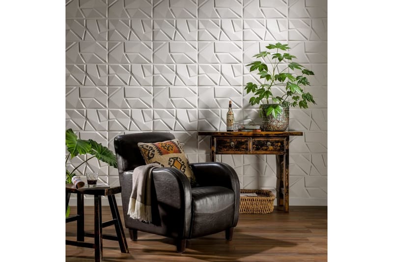 WallArt 3D-veggpaneler 24 stk GA-WA31 Liam - Hvit - Innredning - Veggdekorasjon