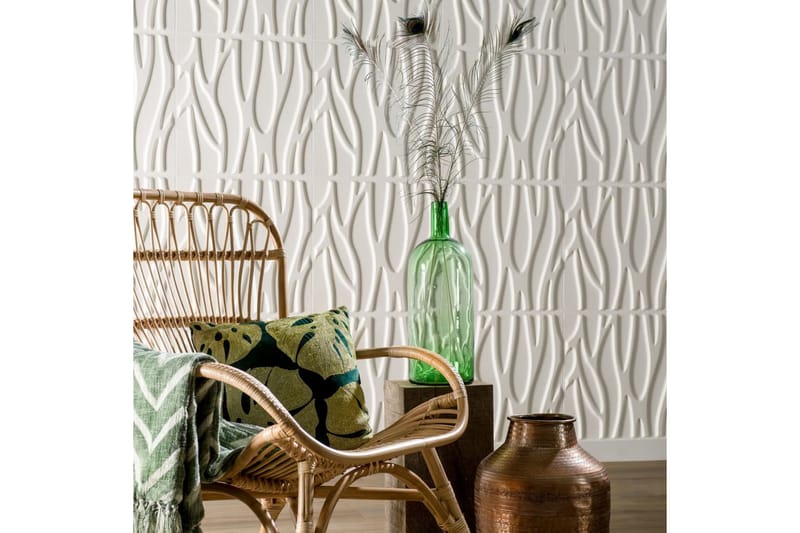 WallArt 3D Veggpaneler Julotte 12 stk GA-WA30 - Hvit - Innredning - Veggdekorasjon