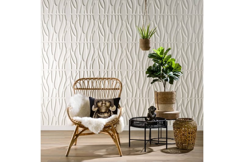 WallArt 3D Veggpaneler Julotte 12 stk GA-WA30 - Hvit - Innredning - Veggdekorasjon
