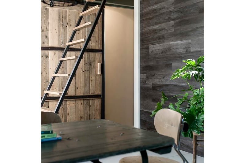 WallArt Trelignende planker grå eik kullsvart - Svart - Innredning - Veggdekorasjon