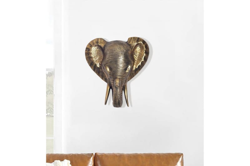 Veggdekorasjon Wohnling Elefant polert aluminiumstøp veggfeste industriell - Innredning - Veggdekorasjon