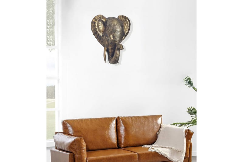 Veggdekorasjon Wohnling Elefant polert aluminiumstøp veggfeste industriell - Innredning - Veggdekorasjon