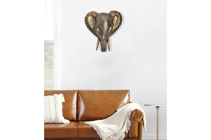 Veggdekorasjon Wohnling Elefant polert aluminiumstøp veggfeste industriell - Innredning - Veggdekorasjon
