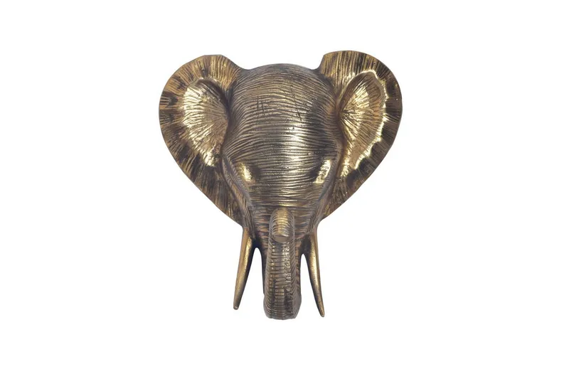 Veggdekorasjon Wohnling Elefant polert aluminiumstøp veggfeste industriell, undefined