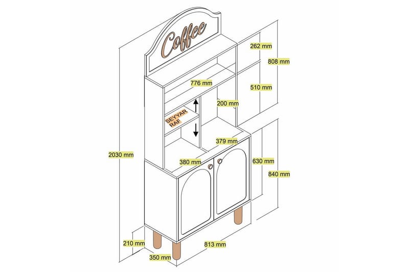 Bar Kaffeskap To Krem / Eik - Krem / Eik - Møbler - Bord