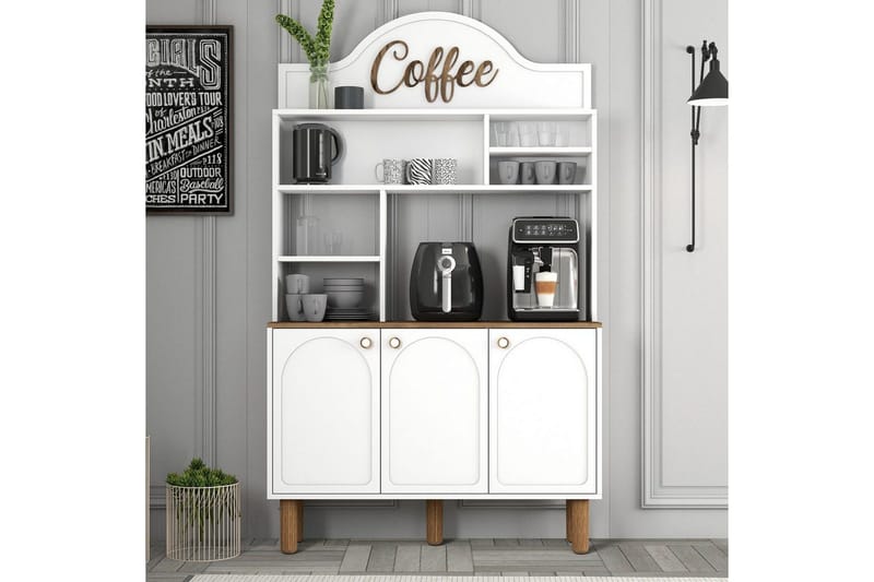 Bar Kaffeskap Tre Hvit / Eik - Hvit / Eik - Møbler - Bord