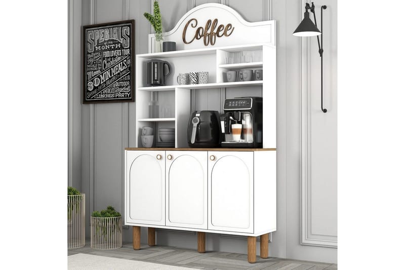Bar Kaffeskap Tre Hvit / Eik - Hvit / Eik - Møbler - Bord
