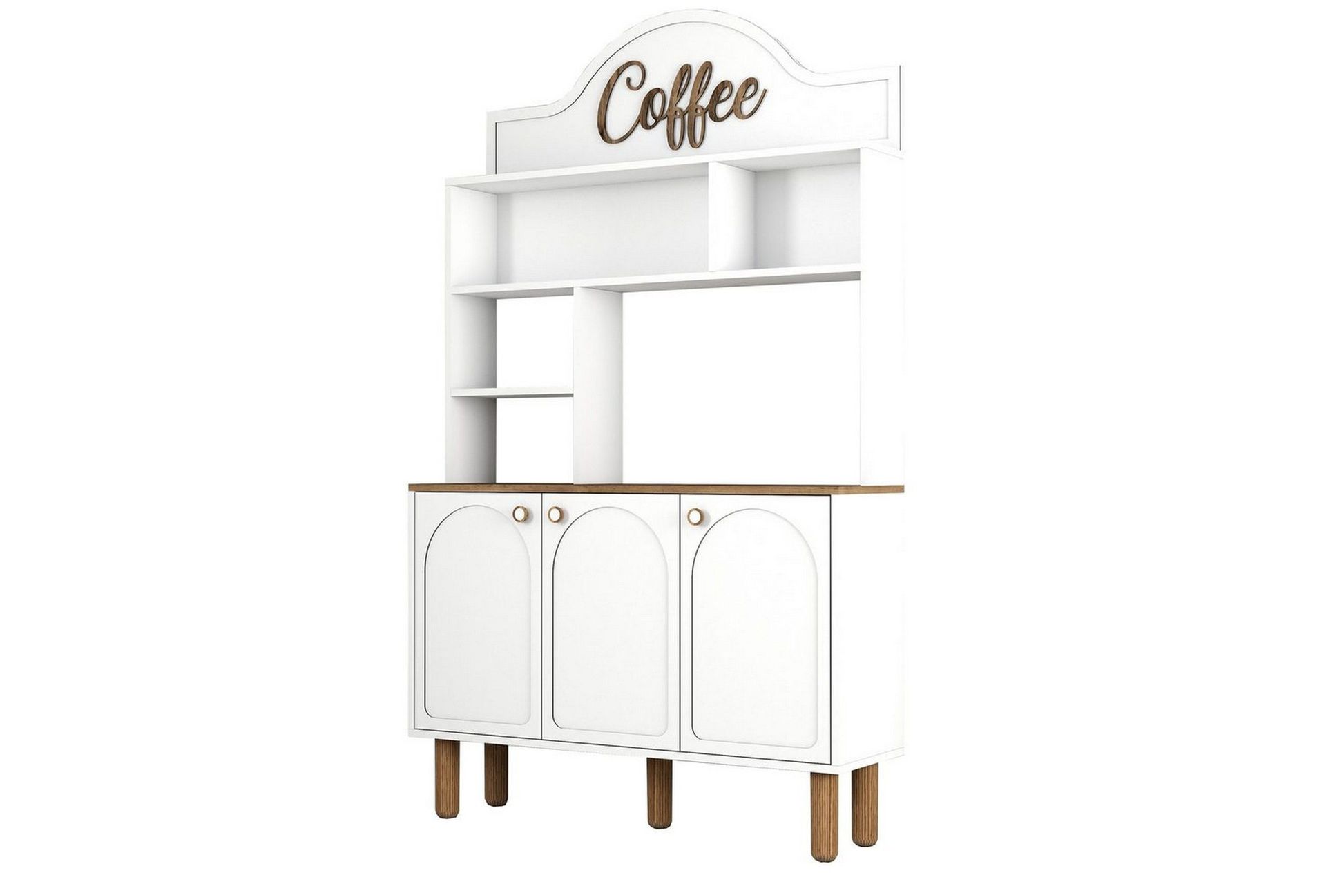 Bar Kaffeskap Tre Hvit / Eik - Hvit / Eik