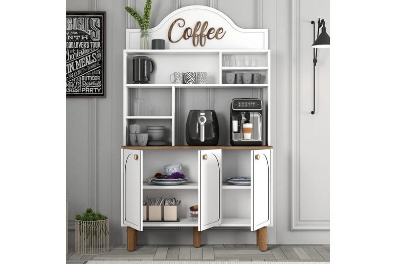 Bar Kaffeskap Tre Hvit / Eik - Hvit / Eik - Møbler - Bord