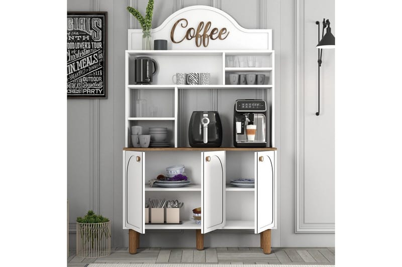 Bar Kaffeskap Tre Hvit / Eik - Hvit / Eik - Møbler - Bord