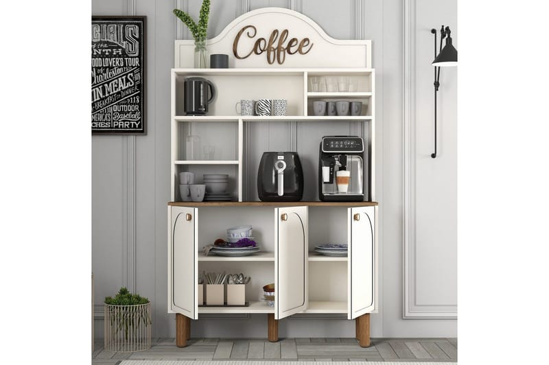 Bar Kaffeskap Tre Krem / Eik - Krem / Eik - Husholdning - Bar & vin - Barmøbler - Bardisk