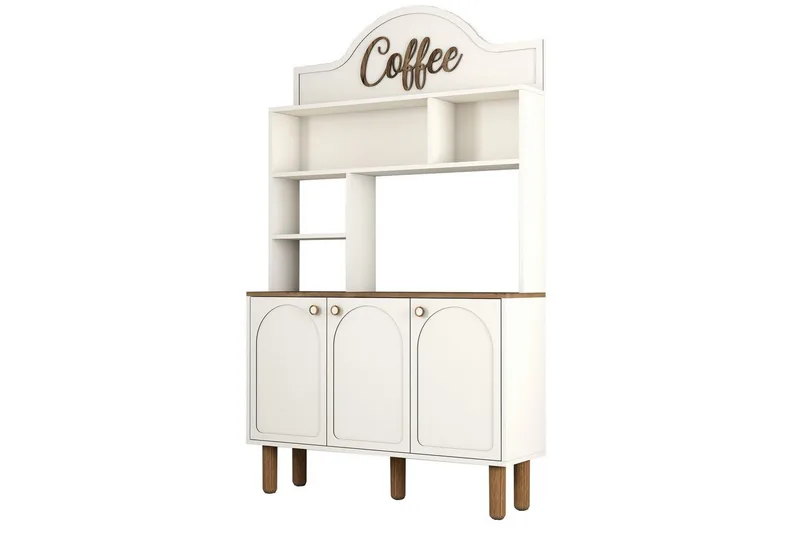 Bar Kaffeskap Tre Krem / Eik, Krem / Eik