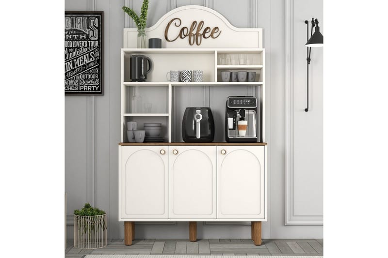 Bar Kaffeskap Tre Krem / Eik - Krem / Eik - Møbler - Bord