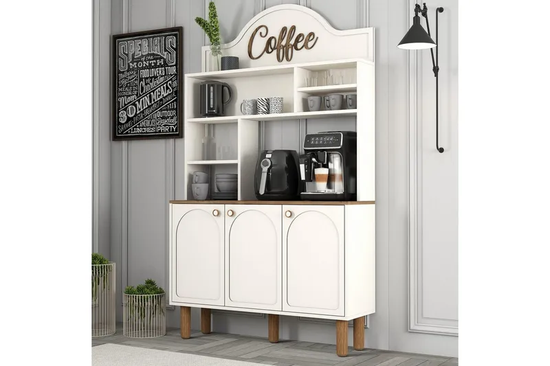 Bar Kaffeskap Tre Krem / Eik - Krem / Eik - Husholdning - Bar & vin - Barmøbler - Bardisk