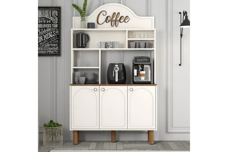 Bar Kaffeskap Tre Krem / Eik - Krem / Eik - Husholdning - Bar & vin - Barmøbler - Bardisk