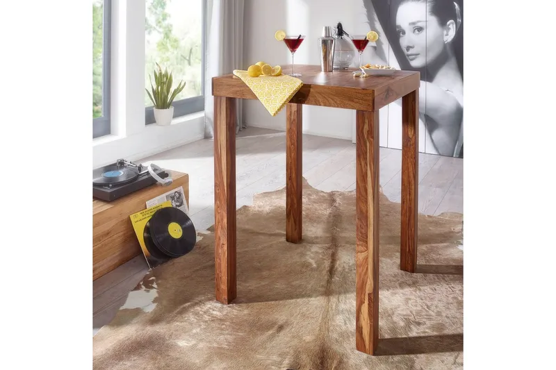 Barbord Wohnling Stabilt Massivt Sheeshamtre 80 x 80 x 110 cm - Møbler - Bord - Barbord & ståbord
