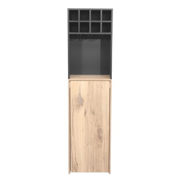Barhylle med bord HOME4YOU Hannes 44x122(30)x170 cm rustikk melamin - Lyst rustikt tre / svart - Møbler - Bord