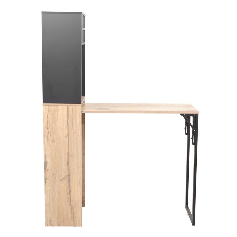 Barhylle med bord HOME4YOU Hannes 44x122(30)x170 cm rustikk melamin - Lyst rustikt tre / svart - Møbler - Bord