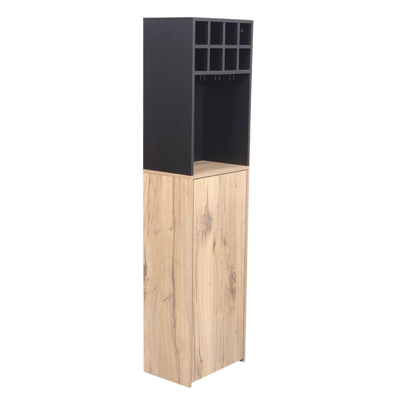 Barhylle med bord HOME4YOU Hannes 44x122(30)x170 cm rustikk melamin - Lyst rustikt tre / svart - Møbler - Bord