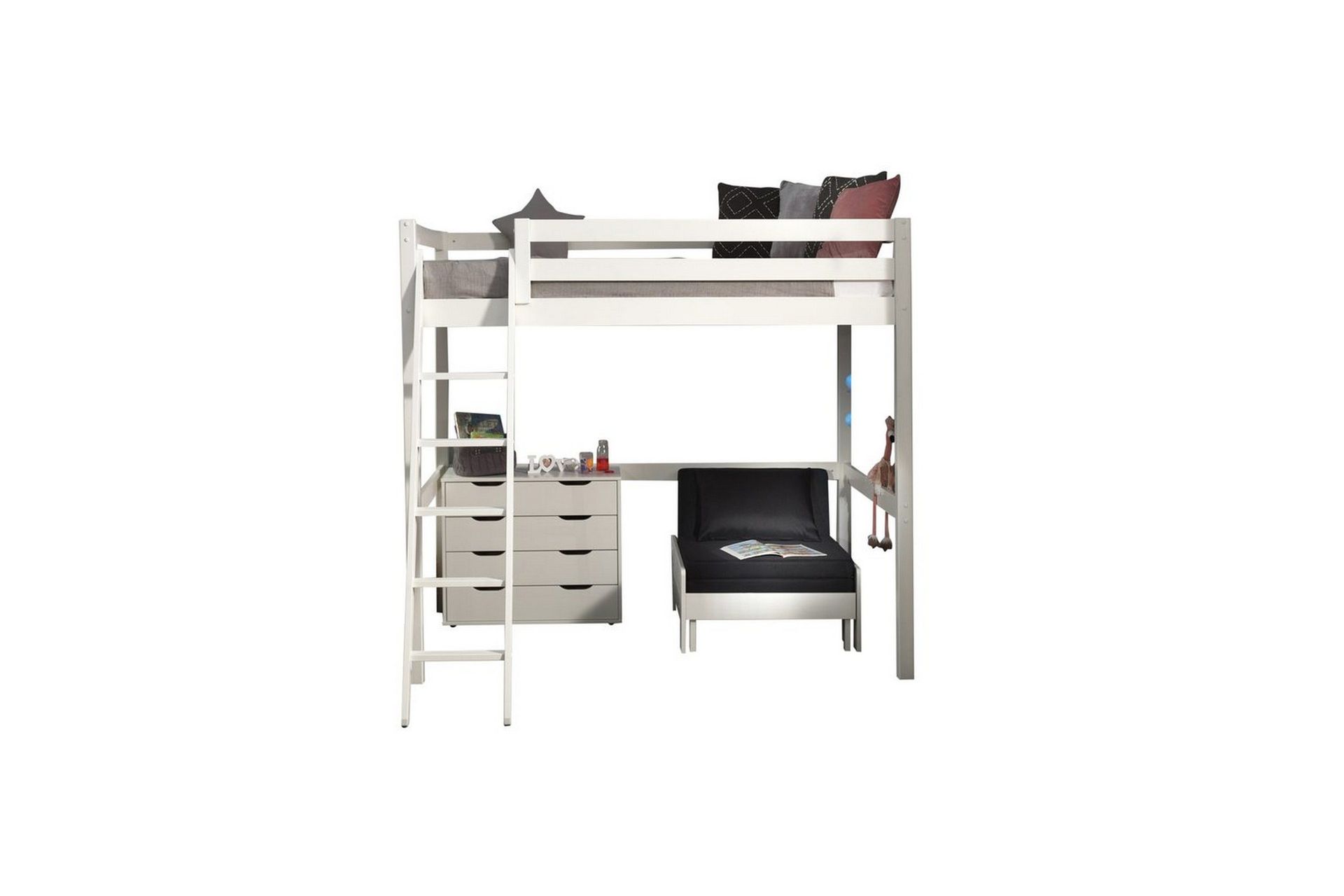 4 dørs kommode og sovesofa Pino Mezzanine 140 x 200 cm - 140 x 200 cm