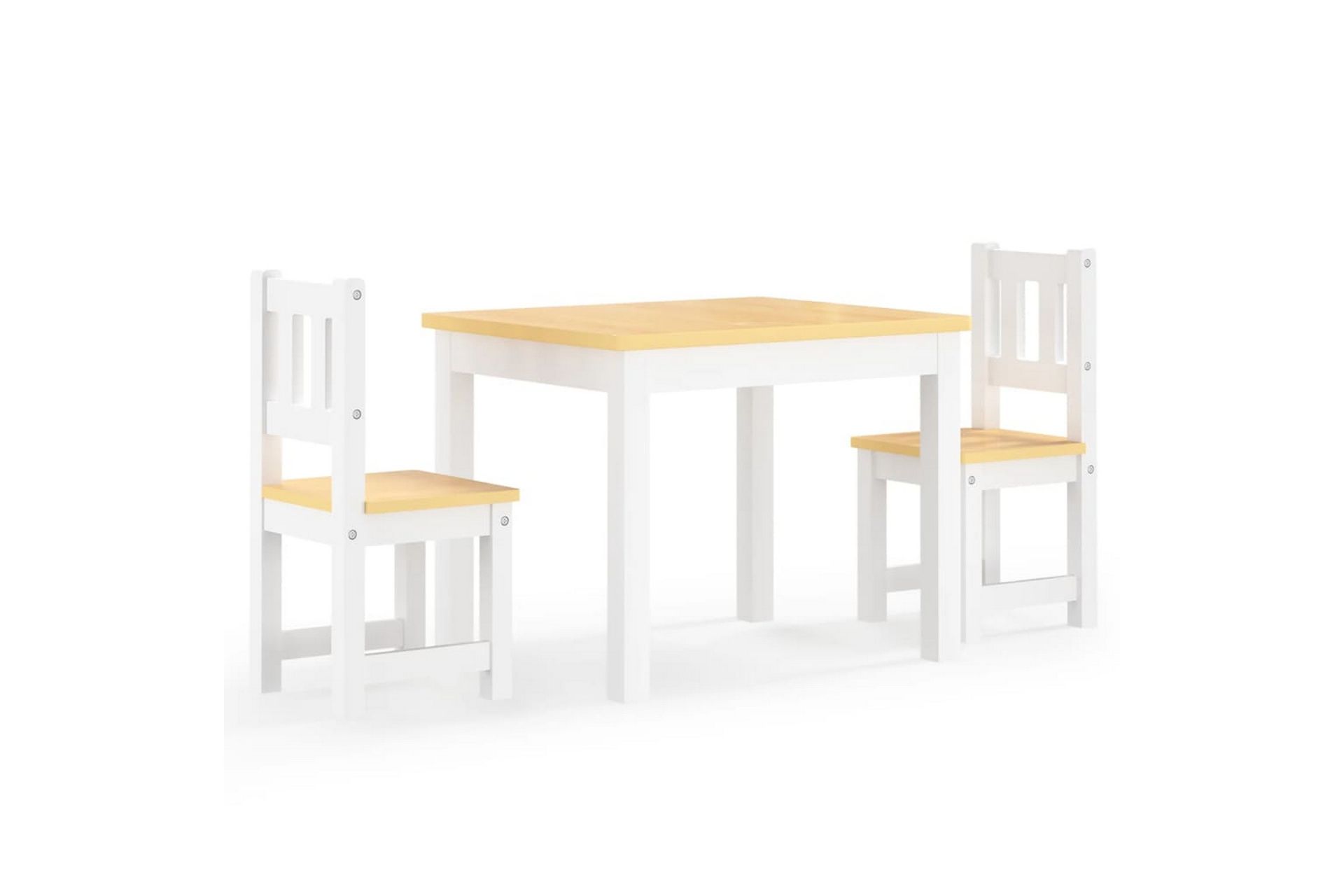 3-delers bord- og stolsett for barn hvit og beige MDF - Hvit - Møbler - Barnemøbler - Barnebord