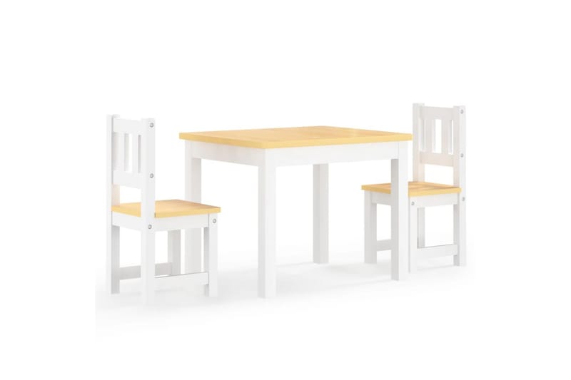 3-delers bord- og stolsett for barn hvit og beige MDF - Hvit - Møbler - Barnemøbler - Barnebord