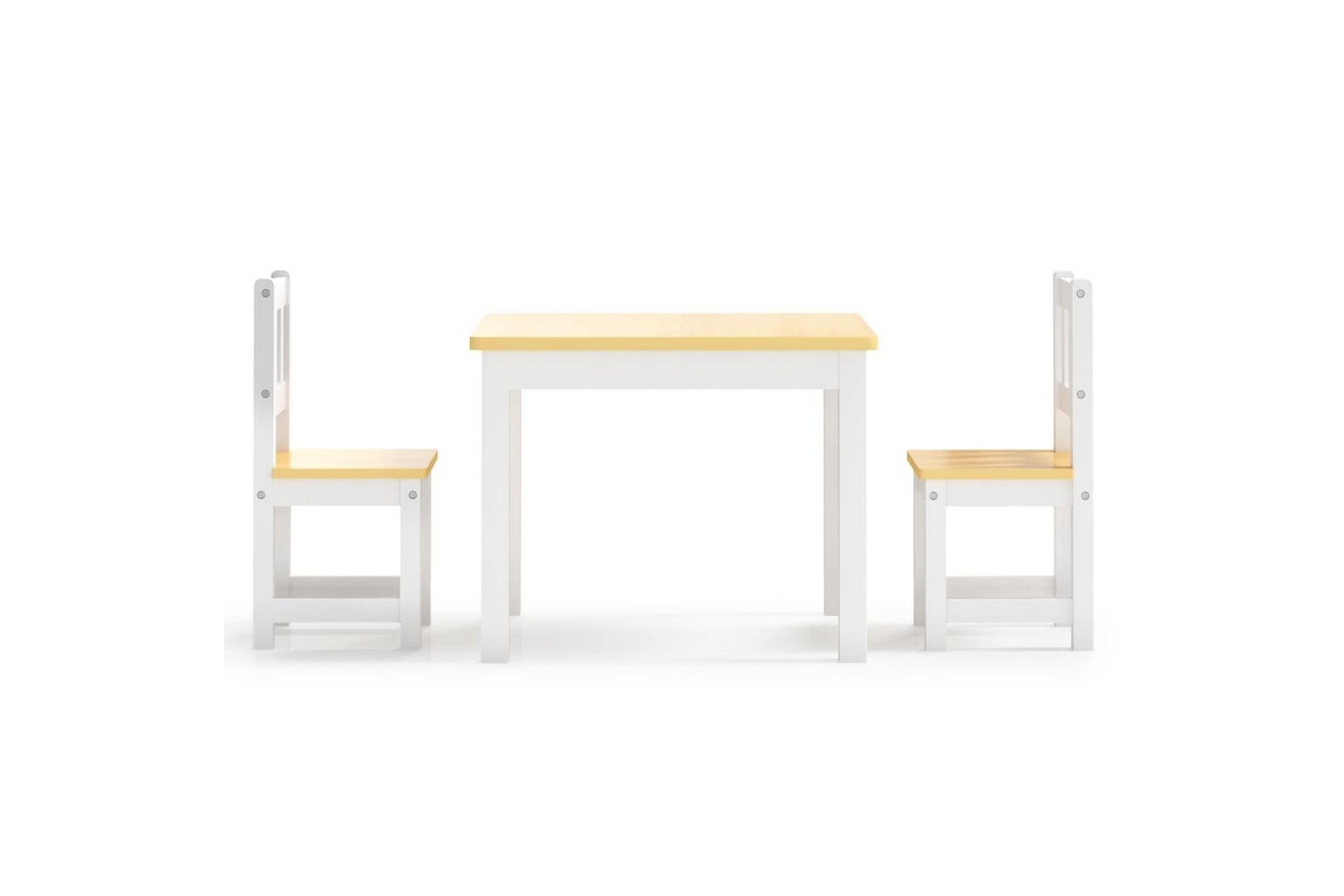 3-delers bord- og stolsett for barn hvit og beige MDF - Hvit - Møbler - Barnemøbler - Barnebord