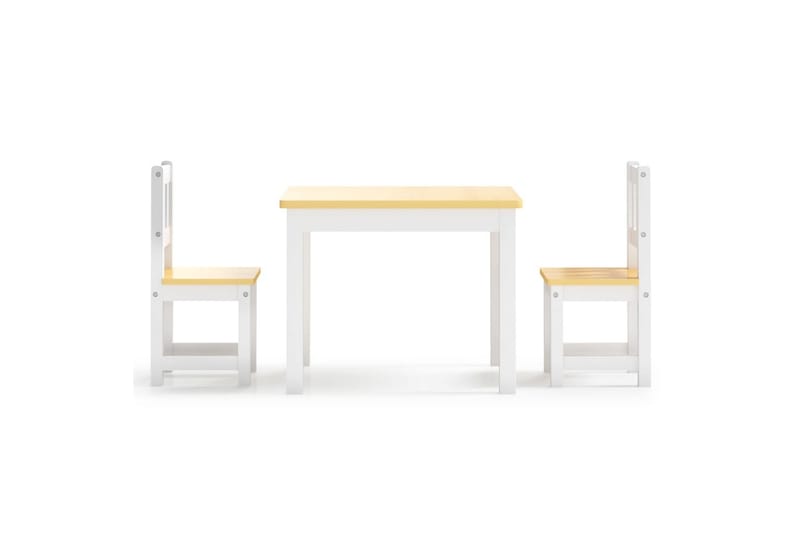 3-delers bord- og stolsett for barn hvit og beige MDF - Hvit - Møbler - Barnemøbler - Barnebord