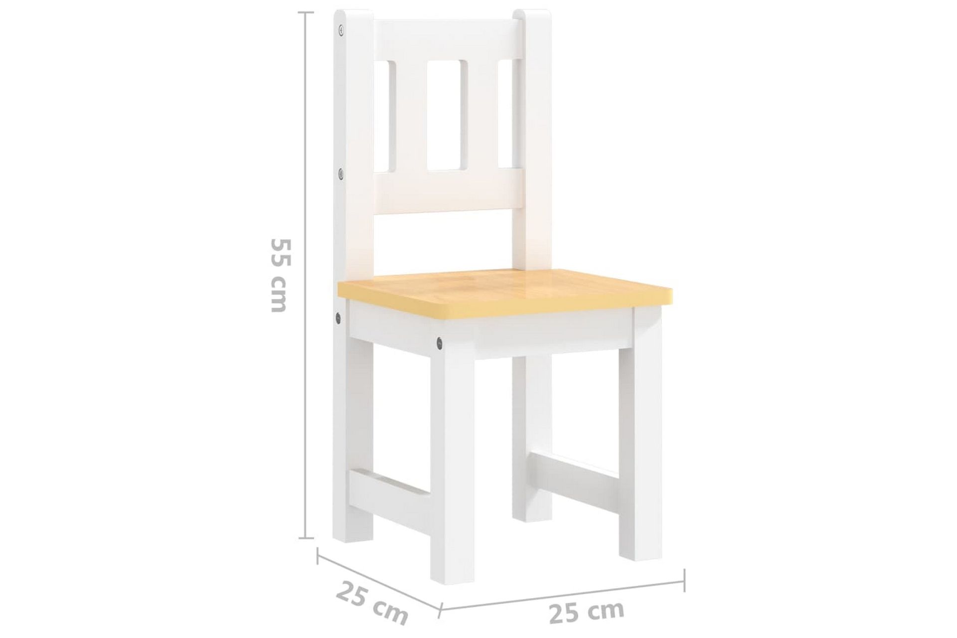 3-delers bord- og stolsett for barn hvit og beige MDF - Hvit - Møbler - Barnemøbler - Barnebord
