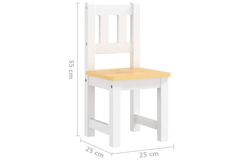 3-delers bord- og stolsett for barn hvit og beige MDF - Hvit - Møbler - Barnemøbler - Barnebord